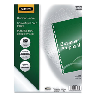 Crystals Presentation Covers for Binding Systems, 19-Hole Punched, Plastic, Round Corners, 11.25 x 8.75, Gloss Clear, 100/PK