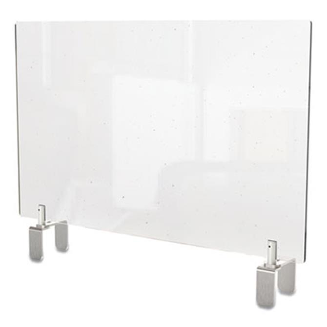 Clear Partition Extender with Attached Clamp, 36 x 3.88 x 18, Thermoplastic Sheeting