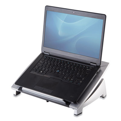 Office Suites Laptop Riser, 15.13" x 11.38" x 4.5" to 6.5", Black/Silver, Supports 10 lbs