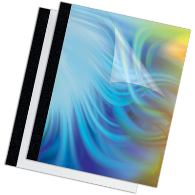 Thermal Binding System Presentation Covers, 30-Sheet Capacity, Plastic, Square Corners, 11 x 8.5, Clear/Matte Black, 10/Pack