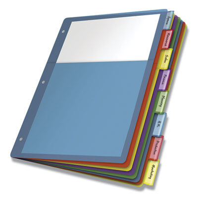 Poly 1-Pocket Index Dividers, 8-Tab, 11 x 8.5, Assorted