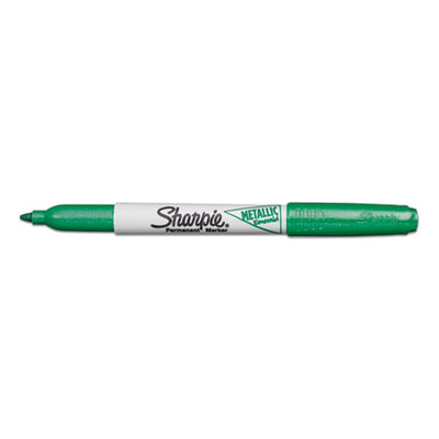 Metallic Fine Point Permanent Markers, Fine Bullet Tip, Green, Dozen