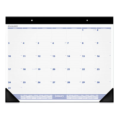 Desk Pad, 24 x 19, White Sheets, Black Binding, Black Corners, 12-Month (Jan to Dec): 2025