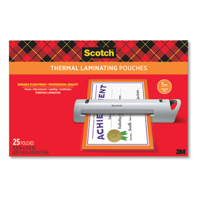 Laminating Pouches, 3 mil, 11.5" x 17.5", Gloss Clear, 25/Pack