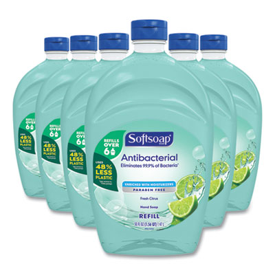 Antibacterial Liquid Hand Soap Refill, Fresh Scent, 50 oz, Green, 6/Carton