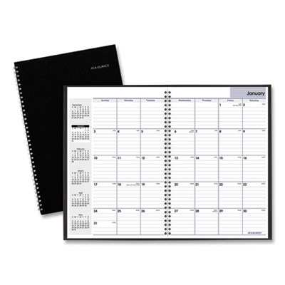 DayMinder Monthly Planner, Ruled Blocks, 12 x 8, Black Cover, 14-Month: Dec 2024 to Jan 2026