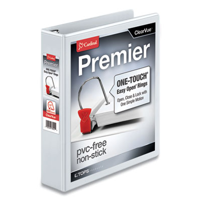 Premier Easy Open ClearVue Locking Slant-D Ring Binder, 3 Rings, 1.5" Capacity, 11 x 8.5, White