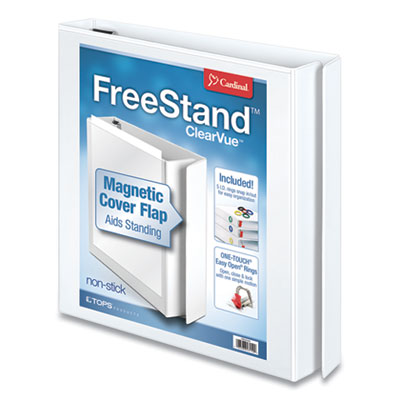 FreeStand Easy Open Locking Slant-D Ring Binder, 3 Rings, 1" Capacity, 11 x 8.5, White