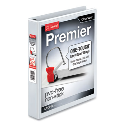 Premier Easy Open ClearVue Locking Slant-D Ring Binder, 3 Rings, 1" Capacity, 11 x 8.5, White