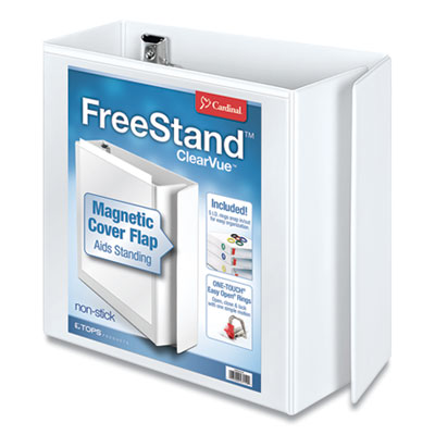 FreeStand Easy Open Locking Slant-D Ring Binder, 3 Rings, 5" Capacity, 11 x 8.5, White