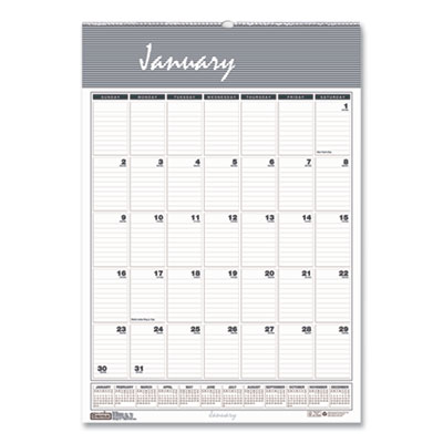 Bar Harbor Recycled Wirebound Monthly Wall Calendar, 22 x 31.25, White/Blue/Gray Sheets, 12-Month (Jan-Dec): 2025