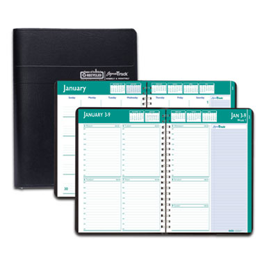 Express Track Recycled Weekly Appointment Book/Monthly Planner, 11 x 8.5, Black Cover, 13-Month: Jan 2025 to Jan 2026