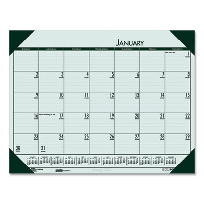 EcoTones Recycled Monthly Desk Pad Calendar, 22 x 17, Green-Tint/Woodland Green Sheets/Corners, 12-Month (Jan to Dec): 2025