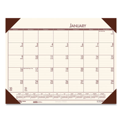 EcoTones Recycled Monthly Desk Pad Calendar, 22 x 17, Moonlight Cream Sheets, Brown Corners, 12-Month (Jan to Dec): 2025