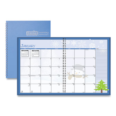 Seasonal Monthly Planner, Illustrated Seasons Artwork, 10 x 7, Light Blue Cover, 12-Month (Jan to Dec): 2025