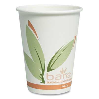 Bare Eco-Forward Recycled Content PCF Paper Hot Cups, 12 oz, Green/White/Beige, 1,000/Carton