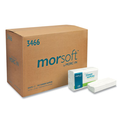 Morsoft Dinner Napkins, 2-Ply, 14.5 x 16.5, White, 3,000/Carton