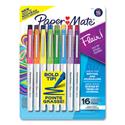 Flair Felt Tip Porous Point Pen, Stick, Bold 1.2 mm, Assorted Ink Colors, White Pearl Barrel, 16/Pack