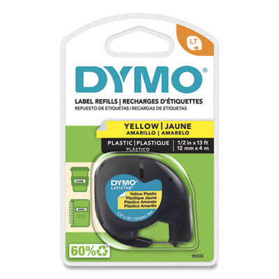 LetraTag Plastic Label Tape Cassette, 0.5" x 13 ft, Yellow