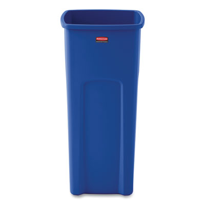 Untouchable Square Waste Receptacle, 23 gal, Plastic, Blue