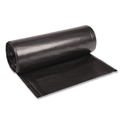 Recycled Low-Density Polyethylene Can Liners, 60 gal, 1.6 mil, 38" x 58", Black, Perforated, 10 Bags/Roll, 10 Rolls/Carton