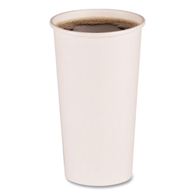 Paper Hot Cups, 20 oz, White, 50/Sleeve, 12 Sleeves/Carton