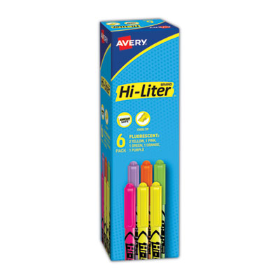 HI-LITER Pen-Style Highlighters, Assorted Ink Colors, Chisel Tip, Assorted Barrel Colors, 6/Set