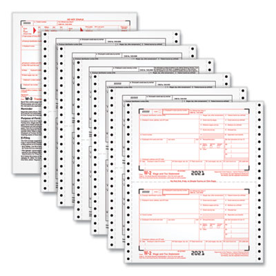 W-2 Tax Forms for Dot Matrix Printers, Fiscal Year: 2023, Six-Part Carbonless, 5.5 x 8.5, 2 Forms/Sheet, 24 Forms Total