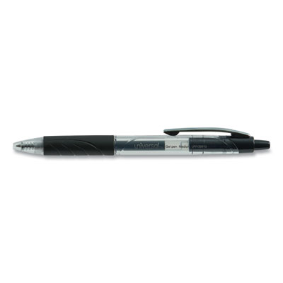 Comfort Grip Gel Pen, Retractable, Medium 0.7 mm, Black Ink, Clear/Black Barrel, 36/Pack