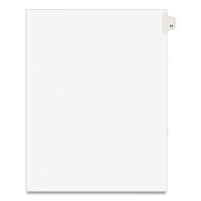 Preprinted Legal Exhibit Side Tab Index Dividers, Avery Style, 10-Tab, 51, 11 x 8.5, White, 25/Pack, (1051)