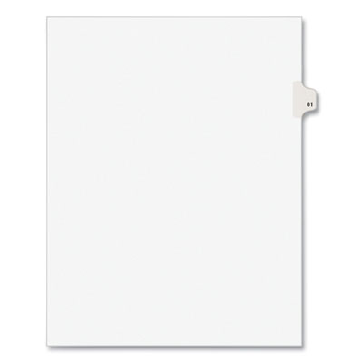 Preprinted Legal Exhibit Side Tab Index Dividers, Avery Style, 10-Tab, 81, 11 x 8.5, White, 25/Pack, (1081)