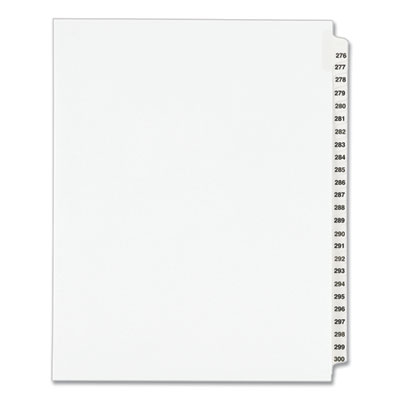 Preprinted Legal Exhibit Side Tab Index Dividers, Avery Style, 25-Tab, 276 to 300, 11 x 8.5, White, 1 Set, (1341)