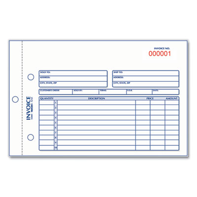 Invoice Book, Two-Part Carbonless, 5.5 x 7.88, 50 Forms Total