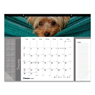 Pets Collection Monthly Desk Pad, Puppies Photography, 22 x 17, Black Binding, Clear Corners, 12-Month (Jan to Dec): 2025