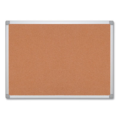 Earth Cork Board, 48" x 36", Tan Surface, Satin Aluminum Frame