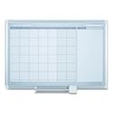 Magnetic Dry Erase Calendar Board, Monthly Planning/Scheduling, 48" x 36", White Surface, Satin Aluminum Frame