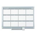 Magnetic Dry Erase Calendar Board, 12-Month Planning/Scheduling, 48" x 36", White Surface, Satin Aluminum Frame