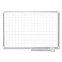 Gridded Magnetic Steel Dry Erase Project Planning Board, 1" x 2" Cells, 72" x 48", White Surface, Satin Aluminum Frame