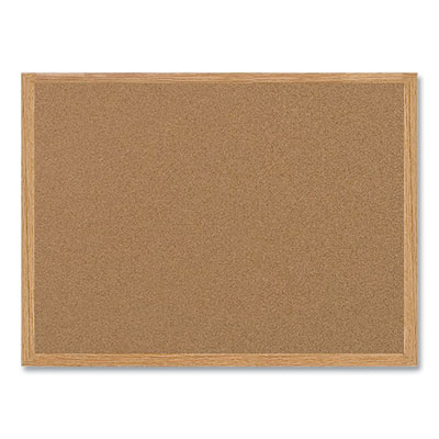 Earth Cork Board, 48" x 36", Tan Surface, Oak Finished Wood Frame