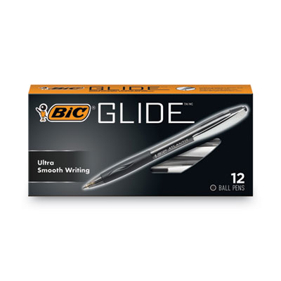 GLIDE Ballpoint Pen, Retractable, Medium 1 mm, Black Ink, Smoke/Black Barrel, Dozen