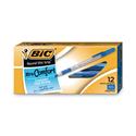 Round Stic Grip Xtra Comfort Ballpoint Pen, Stick, Fine 0.8 mm, Blue Ink, Gray/Blue Barrel, Dozen