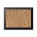 Natural Cork Bulletin Board, 24" x 18", Tan Surface, Black Wood Frame