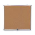 Slim-Line Enclosed Cork Bulletin Board with One Door, 47" x 38", Tan Surface, Satin Aluminum Frame