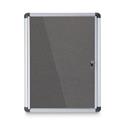 Slim-Line Enclosed Fabric Bulletin Board with One Door, 28" x 38", Gray Surface, Satin Aluminum Frame