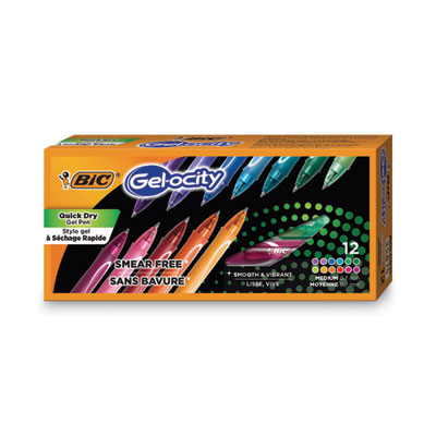 Gel-ocity Quick Dry Gel Pen, Retractable, Fine 0.7 mm, Assorted Ink and Barrel Colors, Dozen