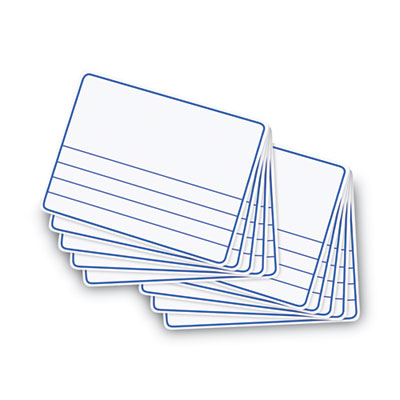 Dry Erase Student Boards, Ruled for Handwriting Practice, 12" x 9", Blue/White Surface, 10/Set