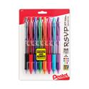 R.S.V.P. RT Ballpoint Pen, Retractable, Medium 1 mm, Assorted Ink Colors, Clear Barrel, 8/Pack