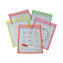 Reusable Dry Erase Pockets, 9 x 12, Assorted Neon Colors, 25/Box