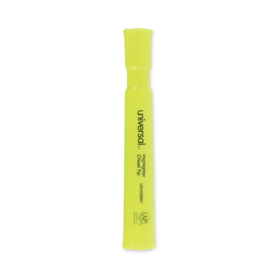 Desk Highlighters, Fluorescent Yellow Ink, Chisel Tip, Yellow Barrel, Dozen