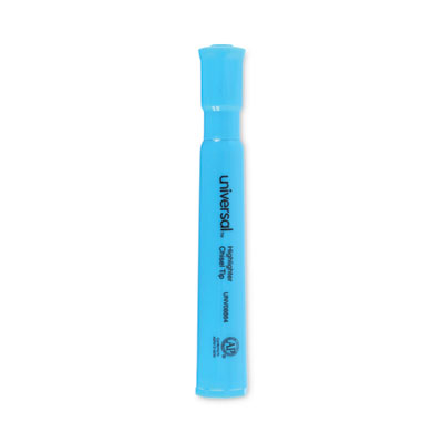 Desk Highlighters, Fluorescent Blue Ink, Chisel Tip, Blue Barrel, Dozen